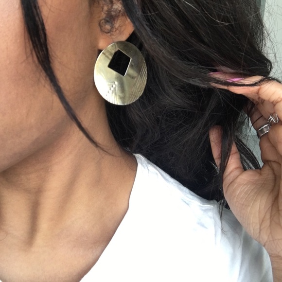 Gold suble geometric gold earrings - Picture 1 of 3